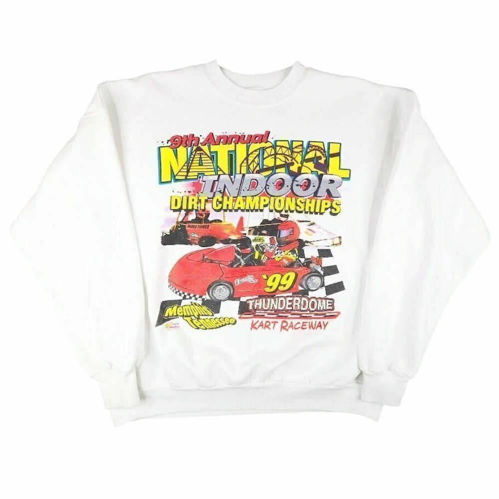 Vintage Indoor Auto Racing Sweatshirt Mens Size XL 90s 1999 Dirt Championships